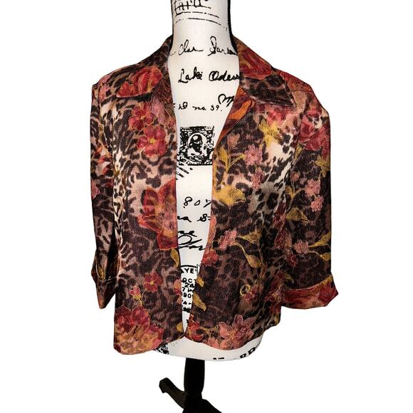 Coldwater Creek Ladies‎ Blazer Fall Colors, Animal print Size Petite Small PS - Picture 1 of 9